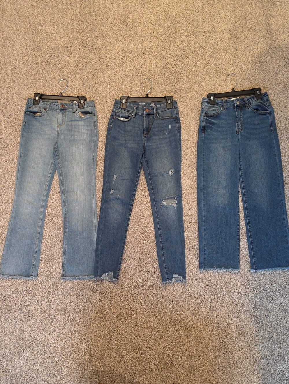 Lucky Brand, Old Navy, And Willow Root Jeans Trio - Light, Medium, and Dark Blue